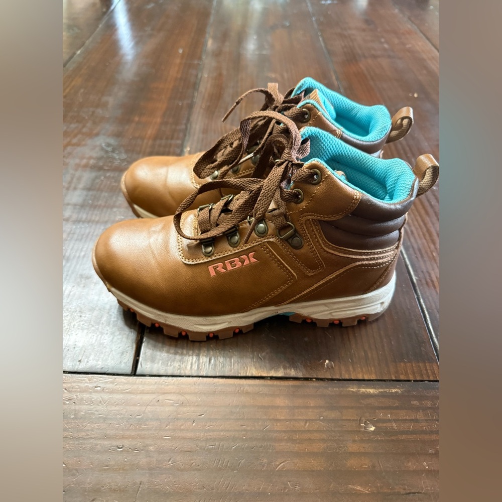 RBX Women's Atmos Hiking Boots Comfy Sz 5.5 Brown/Turquoise Excellent Condition